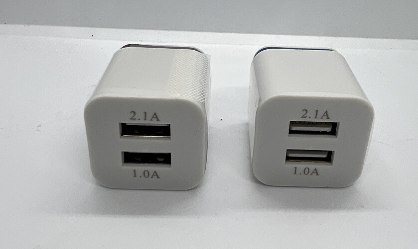 2x USB Wall Charger 2.1A Dual Port Phone Charging Base Cube Charger For iPhone