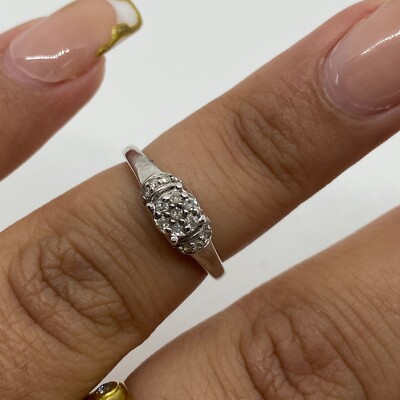 9ct white gold diamond ring 17 points diamond size j 2.3 grams stamped ...