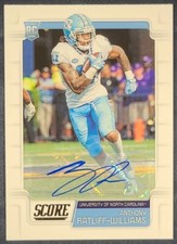 Anthony Ratliff-Williams 2019 Panini Score Rookie Auto Card #389 North Carolina 