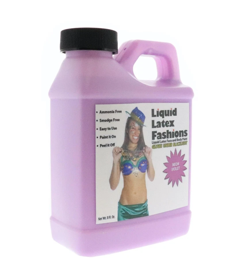 Látex líquido - violeta neón - 8 fl oz, pintura facial y corporal, luz negra Foto 3 de 3