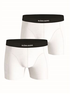 Björn Borg Premium Cotton Stretch 2er-Pack weiße Boxershorts MP002
