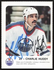 Charlie Huddy Autographed 1986-87 Red Rooster Card Edmonton Oilers