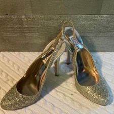 Badgley Mischka gold high heels, size 9M