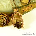 Smoky Quartz Crystal Pendant Pure Copper Wire Wrapped Handmade Jewelry