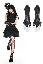 Dark In Love Women Black Romantic Gothic Rose Lace Appliqued Gloves Sleevelet
