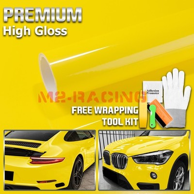 High Gloss Lemon Yellow Car Vinyl Wrap Sticker Decal Sheet Film DIY Air Release