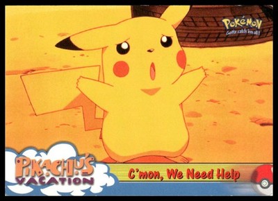 Topps Pokemon Cmon We Need Help #53 Pikachus Vacation Black Logo 1999 LP