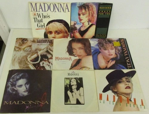 LOT OF 8 MADONNA 7" 45 VINYL SINGLES PICTURE SLEEVES ANGEL VIRGIN CHERISH VG+
