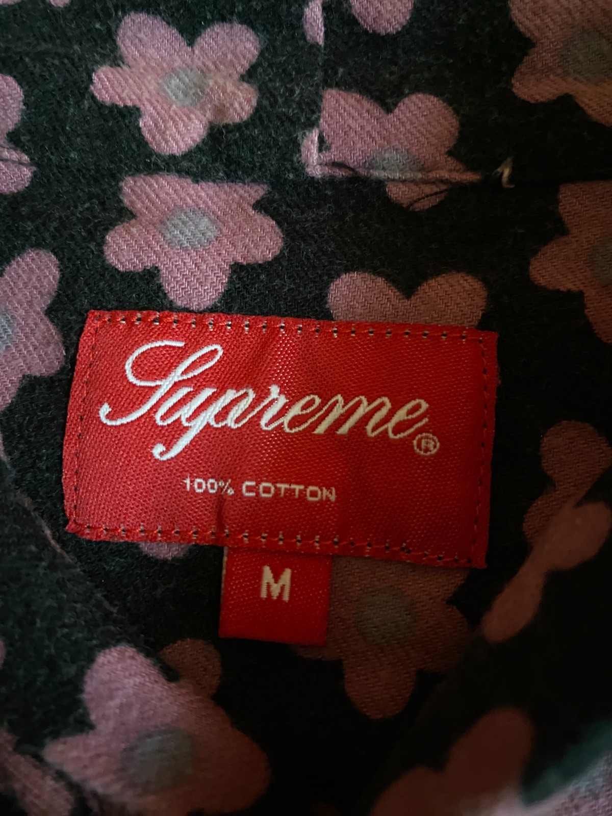 upreme Hooded Flower Flannel Shirt Black Size M FW15 thumbnail 4