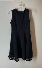 Calvin Klein Womens Black Sleeveless Mesh Trim Hem A-Line Dress Size 8P