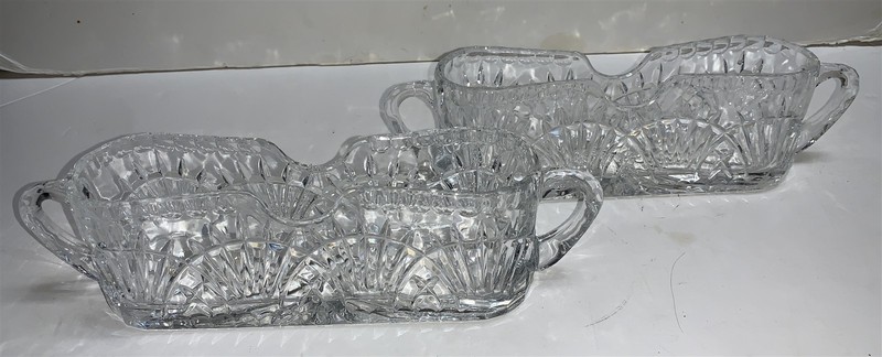Set of 2 Shannon Godinger Crystal Table Top Utensil Caddy Spoons Forks Knives 