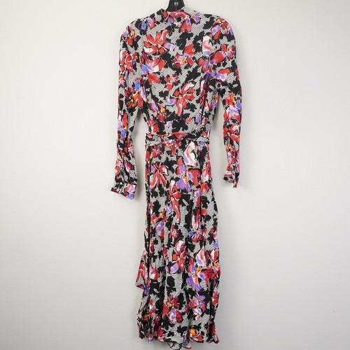 Diane Von Furstenberg Tori Long-Sleeved Wrap Dress in Odette Floral Size L - Picture 3 of 7