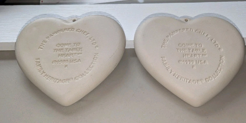 Vtg 1999 Pampered Chef COME TO THE TABLE HEART Mold Press Cookie Candy/ Set of 2 - Image 2 of 4
