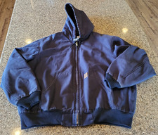Carhartt Jacket Hooded Canvas Blue Thermal Quilt Lined 2XL J280 MDT