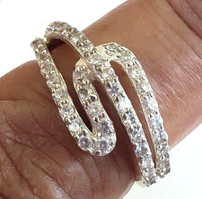 Vintage 925 Sterling Quartz Crystal Squiggle Band Ring Size 7