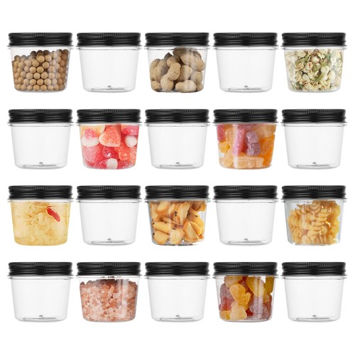 Plastic Mason Jars 4 Ounce Clear Storage Containers with Lids Small Plastic J... - Picture 1 of 6