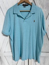 Mens Polo Ralph Lauren Aqua Blue Short Sleeve Classic Fit Button Shirt Size XL