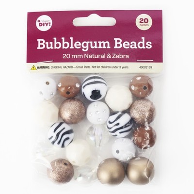 CousinDIY Kaugummi Perlen 20 mm 20/Pkg - Natur Zebra - 40002169