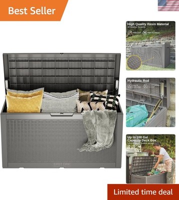 Multi-Functional 100 Gallon Deck Box   Waterproof & Rust Resistant for Outdoors
