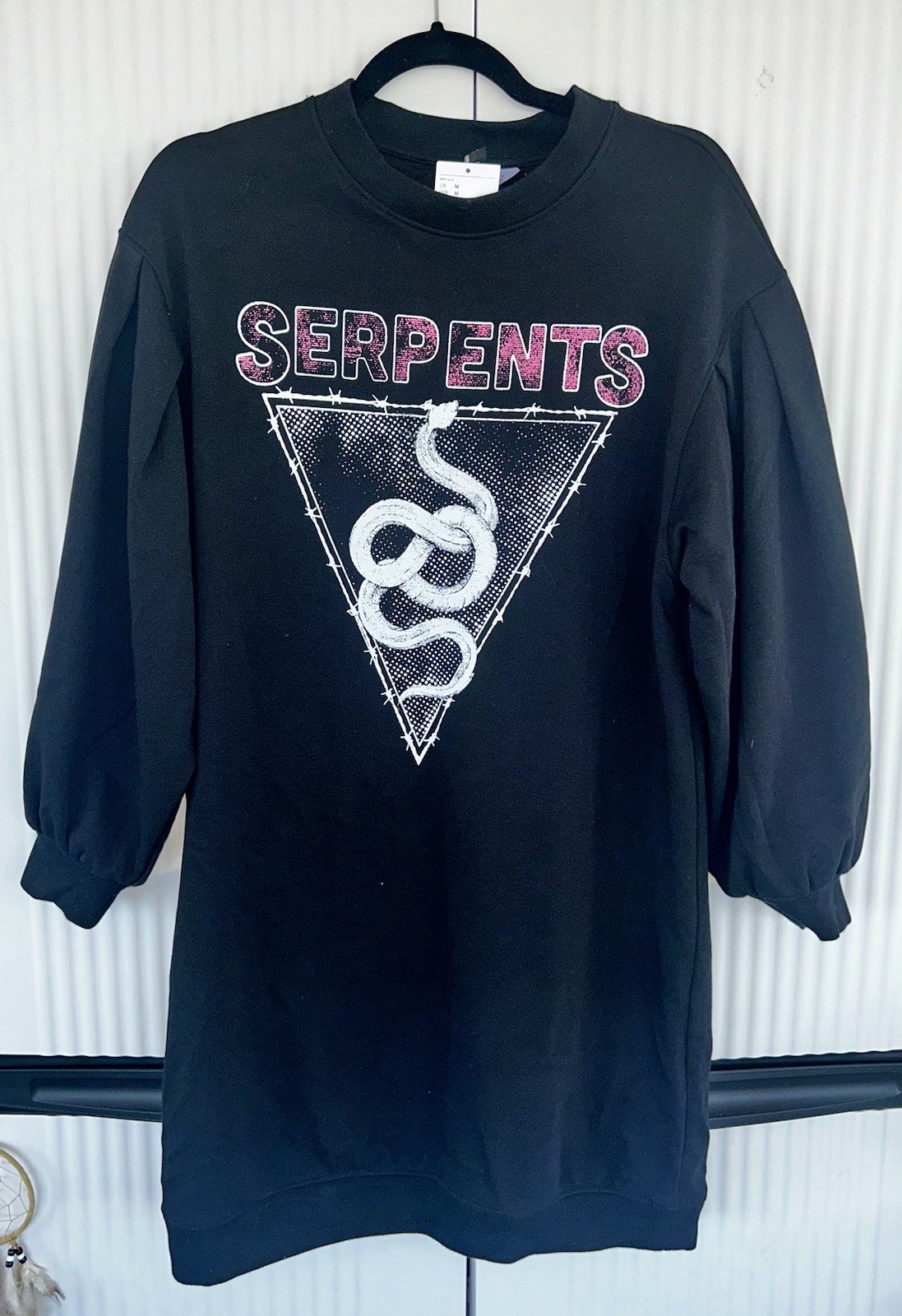 H&M Serpents Graphic Black Pullover Sweatshirt dress Women's Size Med. thumbnail 7