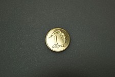 1 GROSZ 2014 POLAND WARSAW MINT (M/W) CLASSIC BRASS  MINT STATE FROM NBP BAG UNC