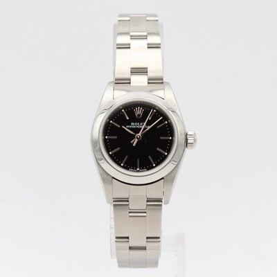 [2632] Rolex Oyster Perpetual 24mm - 76080 Schwarz Box&Papiere 2001 Sehr Gut