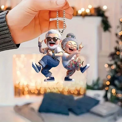 2D Flat Keychain Pendant Car Rearview Hanging Ornament for Vehicles