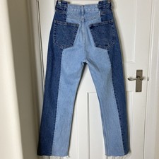 MNG Mango Denim Jeans Women's Two-Tone Light Dark Wash Straight Leg Size 34