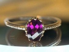 Purple Rhodolite Garnet Ring Silver Size 8