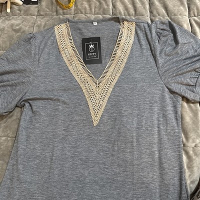 ETCYY Women's Top Shirt V Neck Size Medium