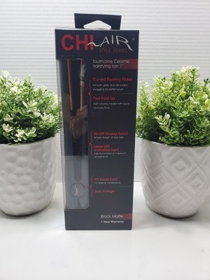 CHI Tourmaline Ceramic Series 1'' Hairstyling Flat Iron Matte Black   BRAND NEW