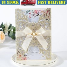Juego de invitaciones de boda corte láser tarjetas RSVP arcos sobres diamantes decorativos