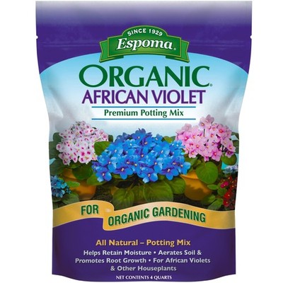 Espoma Organic Natural Potting Soil Mix for African Violets, 4qt