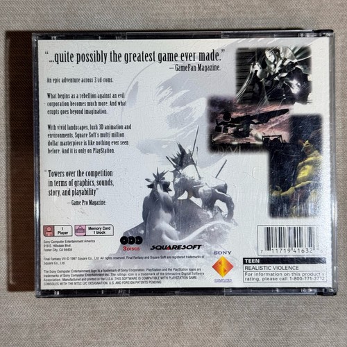 Final Fantasy VII 7 Black Label Playstation 1 PS1 - 3 Disc Complete with Manual - Picture 4 of 17