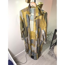 dolma linen shirtdress longline lagenlook green gray loose fit summer vacation L