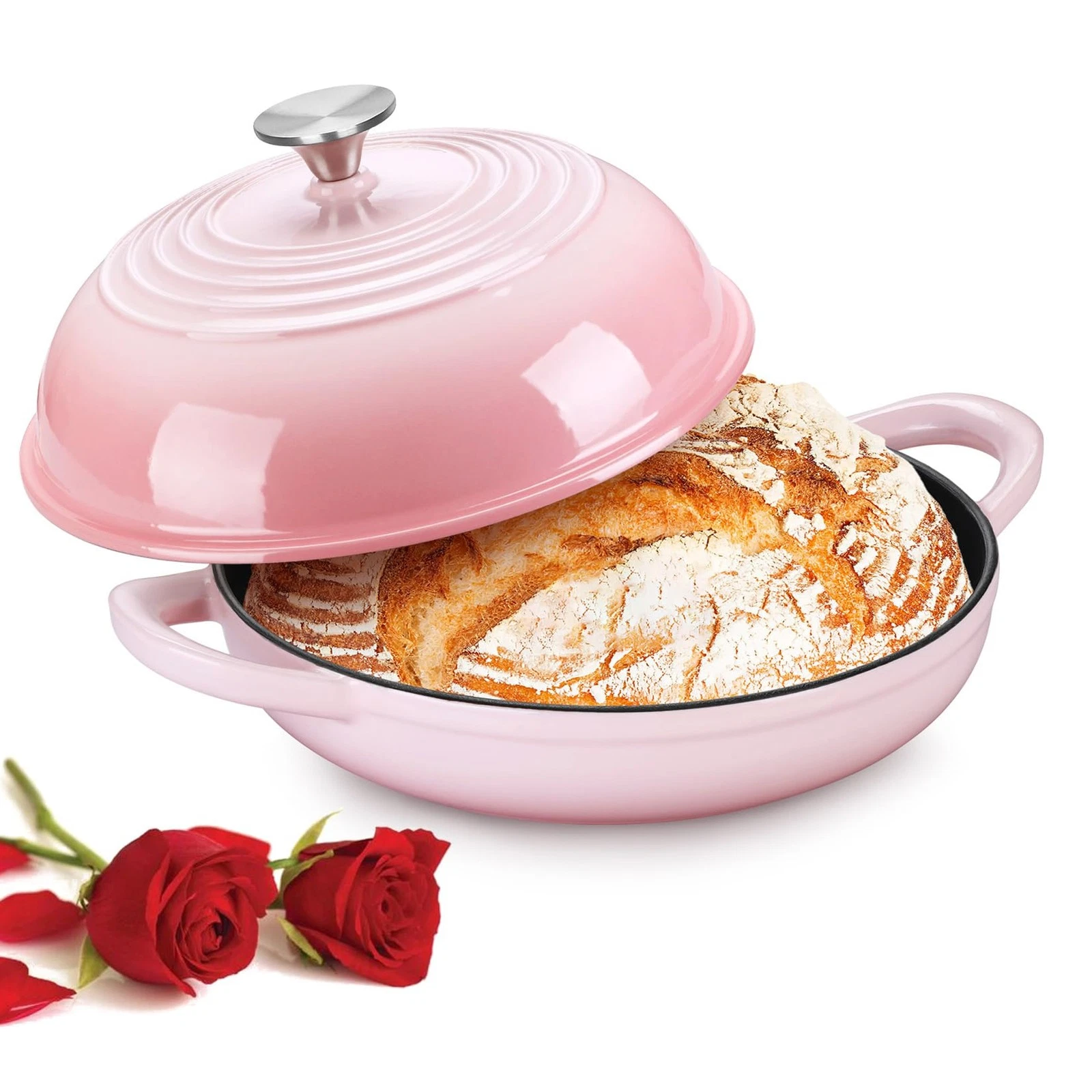 P&P CHEF Bread Dutch Oven for Sourdough, 5.5 Quart Enameled Cast Iron Dutch Oven