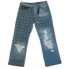 PRPS Barracuda Jeans Men 34 Denim Straight Leg Relaxed Fit Button Fly Distressed