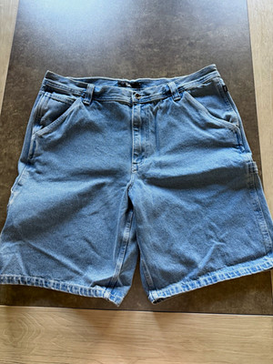 Vans Men s Blue Denim Cargo Shorts Cotton Medium Wash Logo Button Pockets