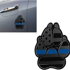 Flag Dog Paw Car Emblem, Metal K9 Unit 3D Automotive Fenders Sticker, Vehicle De