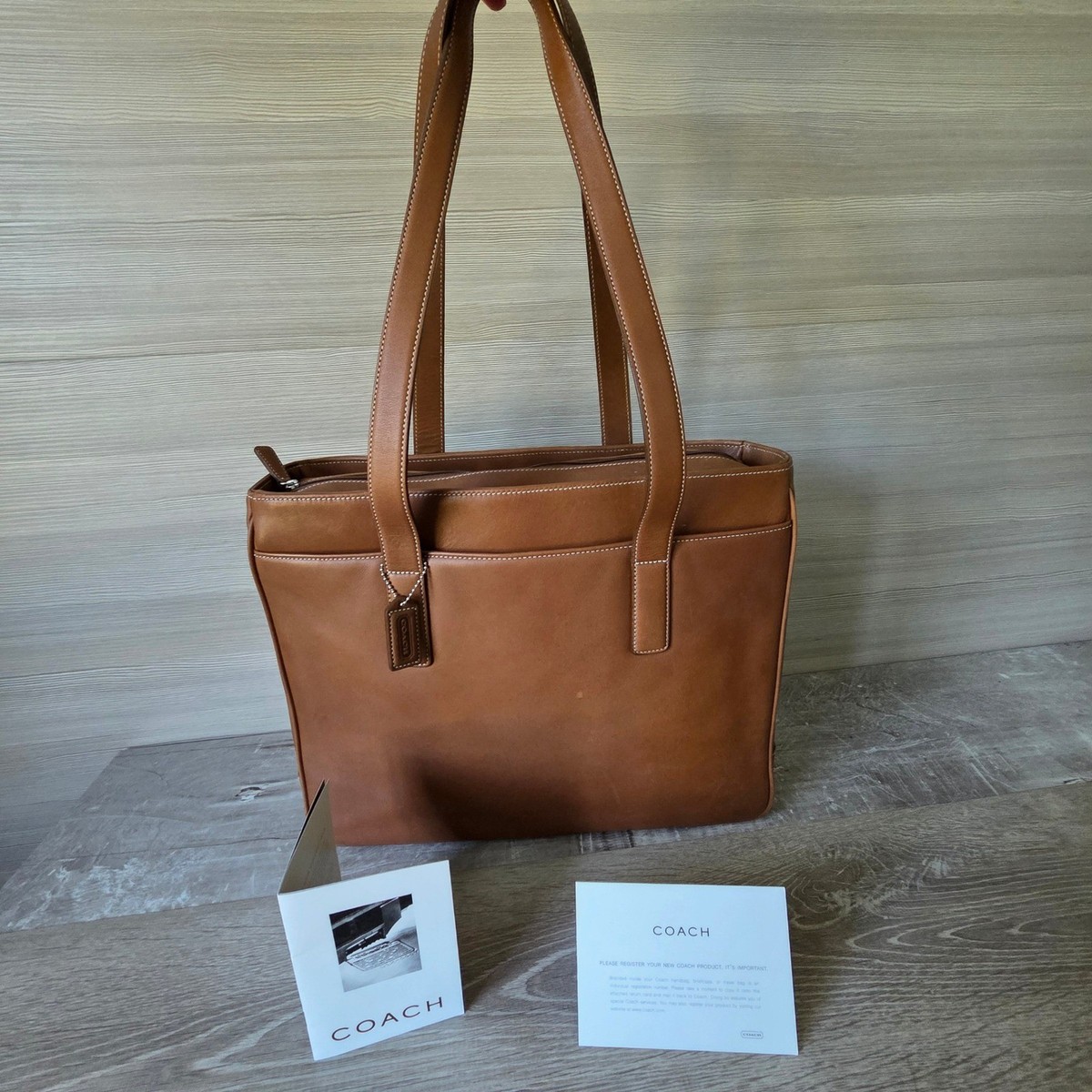 Vintage Coach 5209 Brown Leather Business Tote Laptop Briefcase Y2K Shoulder Bag