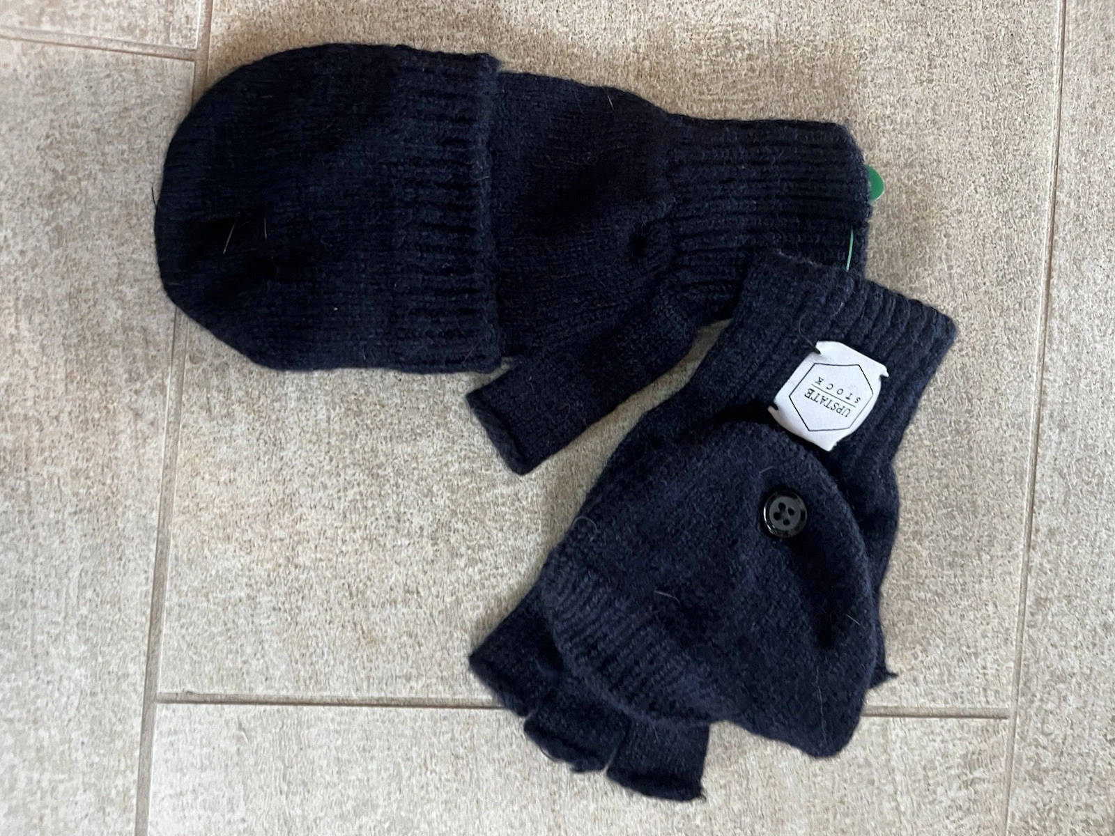 Upstate Stock Ragg Wool Gloves Dark Blue USA Made, Women's M-l