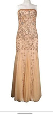 Adrianna Papell Womens Halter Rhinestone Long Dress Size 14 Color Champagne