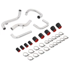For 88-00 Honda Civic Turbo Intercooler Piping Kit Aluminium Sliver + Boot Kit