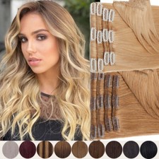 100 Human Hair Extensions Clip In Real Remy Hair FULL HEAD Caramel 14 16 18 20"