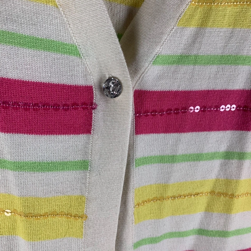 Quacker Factory Women's Multicolor Stripe Cotton Cardigan Sweater Size 2X 8747 - Image 2 of 4