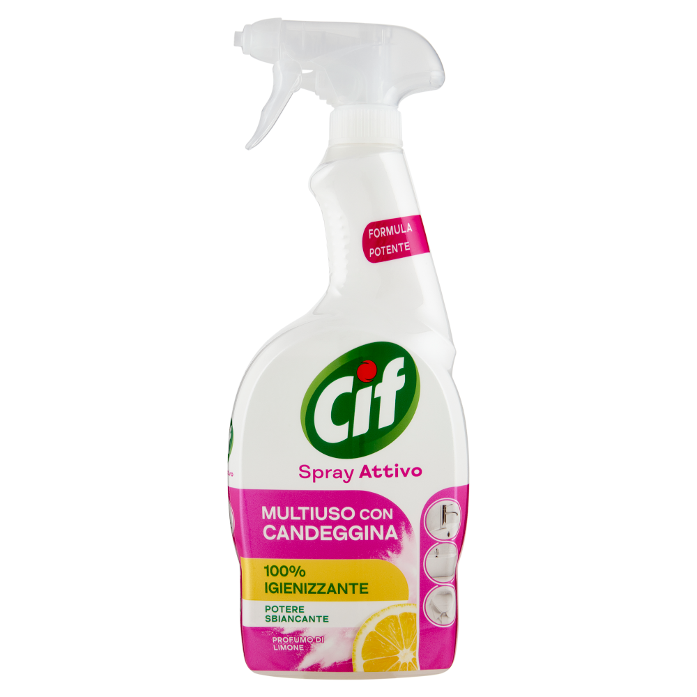 3 PEZZI Cif Spray Attivo Multiuso con Candeggina Profumo di Limone da  650 ml