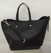 Monserat De Lucca Large Saffiano Docente Black Medium Tote Satchel Bag New