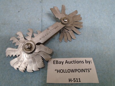 Helios Vintage Machinist Screw Pitch V Thread Gauge Gage 28 Leaf 4-42 TPI  H511