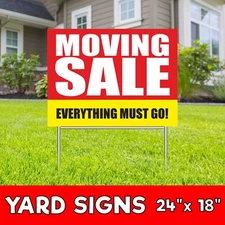 MOVING SALE EVERYTHING MUST GO Yard Sign Corrugate Plastic with H-Stakes Save