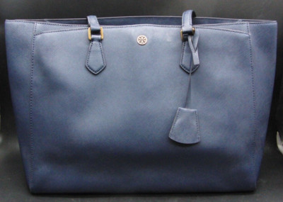 Tory Burch Vintage Navy Blau Tasche Schultertasche Leder Große Handtasche B060